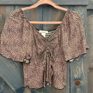 Animal Print Peasant Top Urban Romantics Urban Outfitters Blouse Size Small